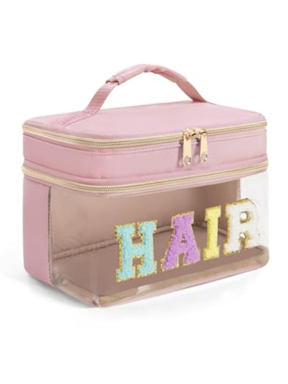 Double Layer Hair Accessories Organizer PVC Makeup Bag Preppy Travel Case